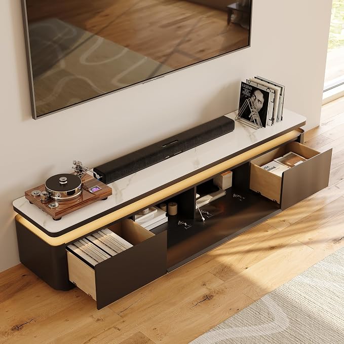 POVISON Fully Assembled 79" Mid-Century Modern TV Stand - Image 2
