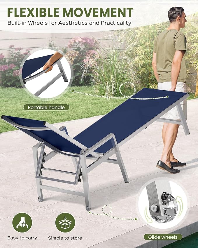 Patio Chaise Lounge Chair Outdoor Set of 2 - Image 5