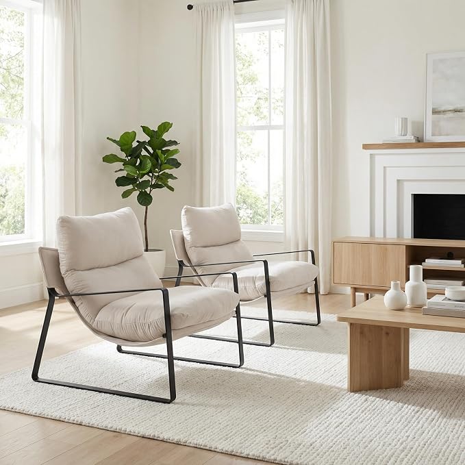 LukeAlon Modern Accent Armchairs Set of 2, Upholstered Soft Living Room Chairs - Image 10