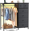 DUMOS Dresser for Bedroom with Hanging Rack, 6 Drawer Fabric Dresser with by DumosLifestyle
