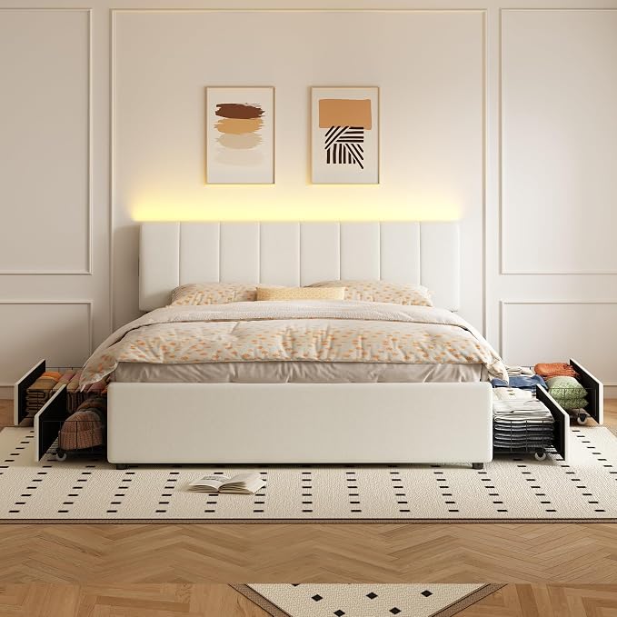 King Size Upholstered Platform Bed - Image 6