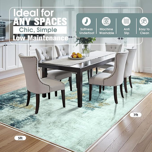5x7 Area Rugs for Living Room Rug Washable: Abstract Rug for Dining Room - Image 2