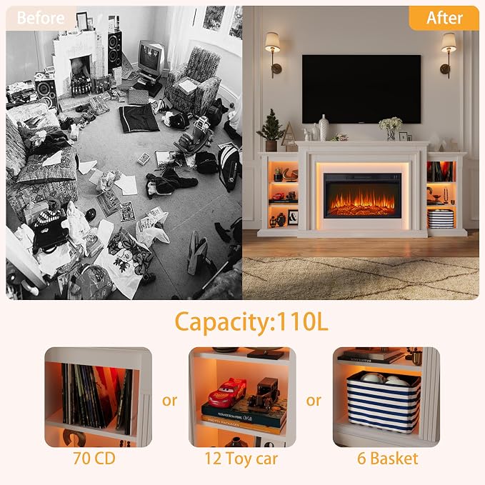 80" LED Lights Electric Fireplace - Image 4