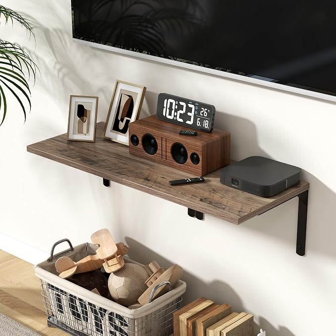 Fun Memories Floating Shelves for Wall, 12 Inch Deep Floating Shelves Set of 2 - Image 2