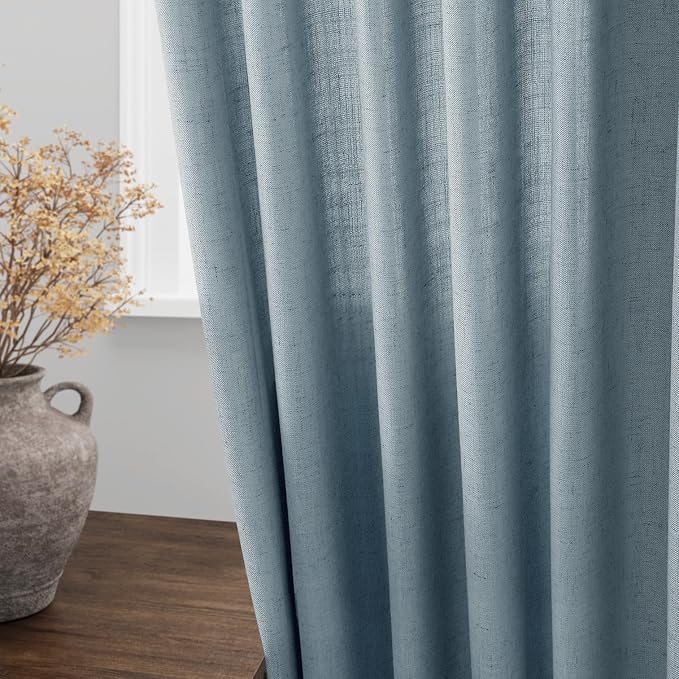 Nanspring Light Blue Linen Curtains 72 Inch Length - Image 4