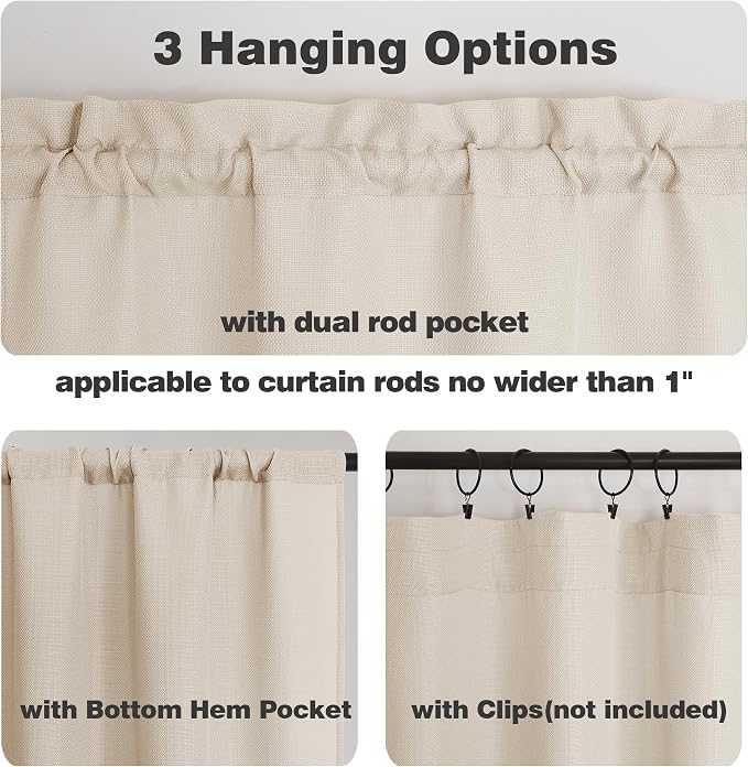 Chyhomenyc Valance for Windows, Light Filtering Faux Linen Decorative Small - Image 4