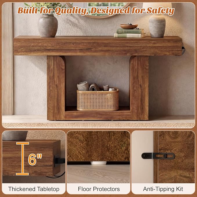 Homieasy Console Table, Farmhouse Wooden Sofa Table Behind Couch, Narrow - Image 6
