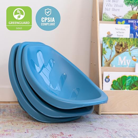 ECR4Kids Plastic Leaf Scoop Floor Rocker Seat, Classroom Furniture, Peacock Blue - Image 6
