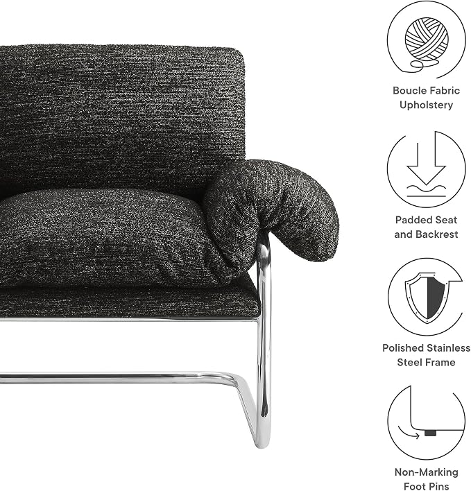 Modway Ansel Boucle Accent Chair in Charcoal - Image 4