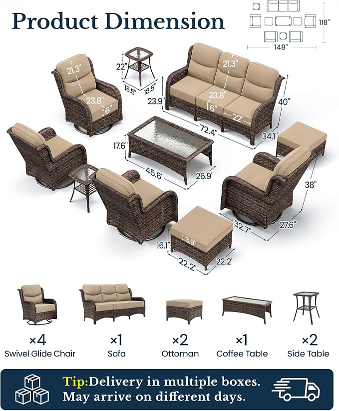 HILLGA 10-Piece Luxury Patio Furniture Set - Image 2