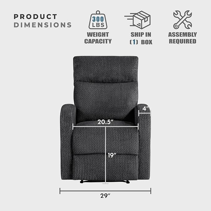 Lexicon Manual Recliner Chair, Textured Microfiber Reclining Chair, Wall Hugger - Image 5
