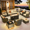 ovios 10 Pieces Patio Furniture Set, Outdoor Wicker Sofa Couch by OVIOS