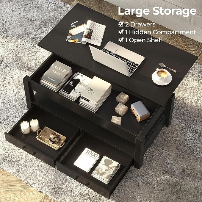 Rolanstar Coffee Table, 47.2" Lift Top Coffee Table - Image 5