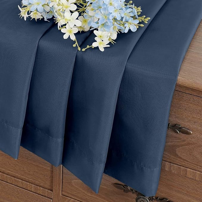 Navy Blue Valances for Windows 14 inch Length 2 Panels, Small Voile Sheer - Image 6