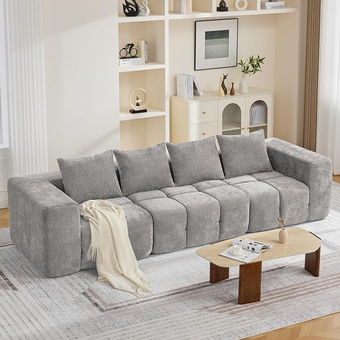 119" Oversized 3 Seater Boneless Couch, Comfy Cloud Modular Sectional Sofa by CACFTII