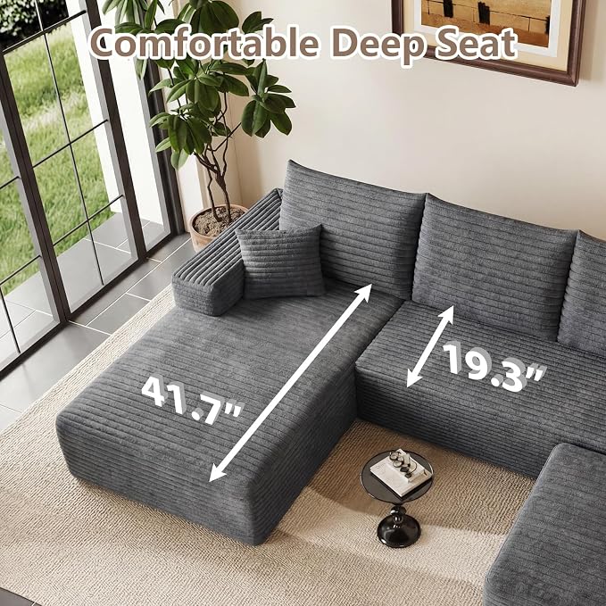 95" Cloud Sectional Couch U-Shaped Chaise - Image 5