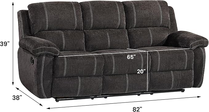 Betsy Furniture Modern Fabric Recliner Sofa Set, Loveseat w/Console, Recliner - Image 2