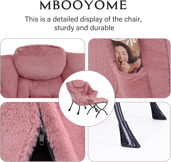 MBOOYOME Lazy Chair with Folding Ottoman, Modern Accent Armchair with Armrests - Image 4