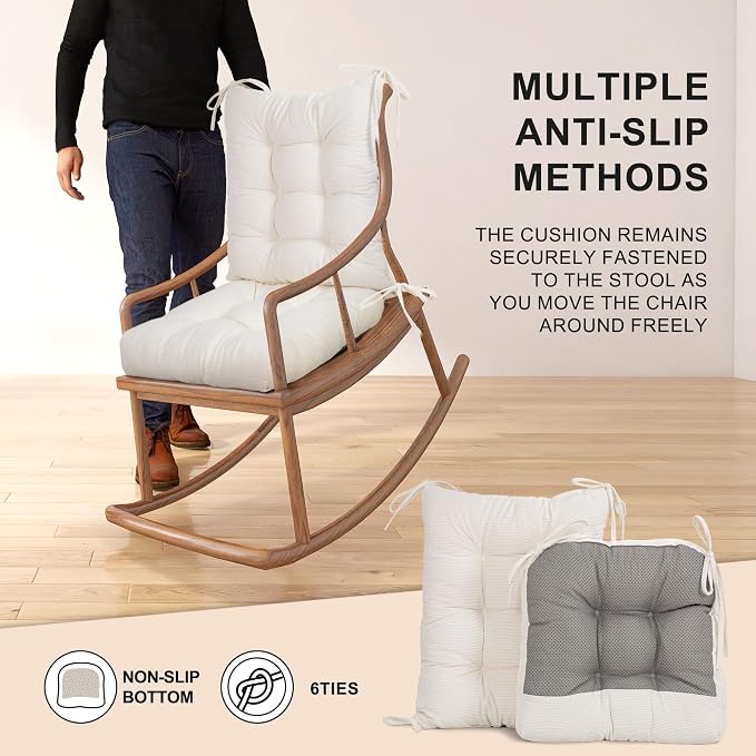 Lokex Rocking Chair Cushion Only, Tufted Non-Slip Comfortable Rocking Chair - Image 6