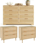 HOPUBUY Living Room Table Sets of 3, Boho Drawer and Large Drawer Nightstand by HOPUBUY