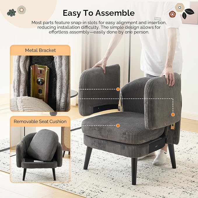 VINGLI 30.3" Wide Modern Barrel Accent Armchairs Set of 2 - Image 5