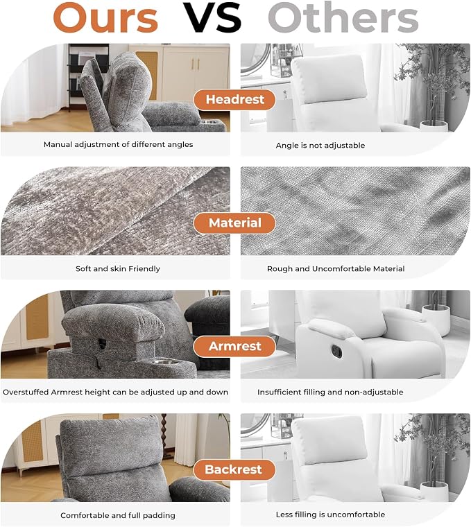 Rocking Chair Nursery with Adjustable Armrests, Electric Glider Recliner - Image 8