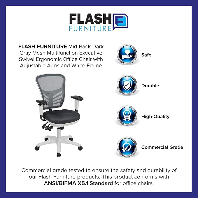 Flash Furniture Nicholas Mid-Back Swivel Office and Gaming Chair, Ergonomic - Image 12