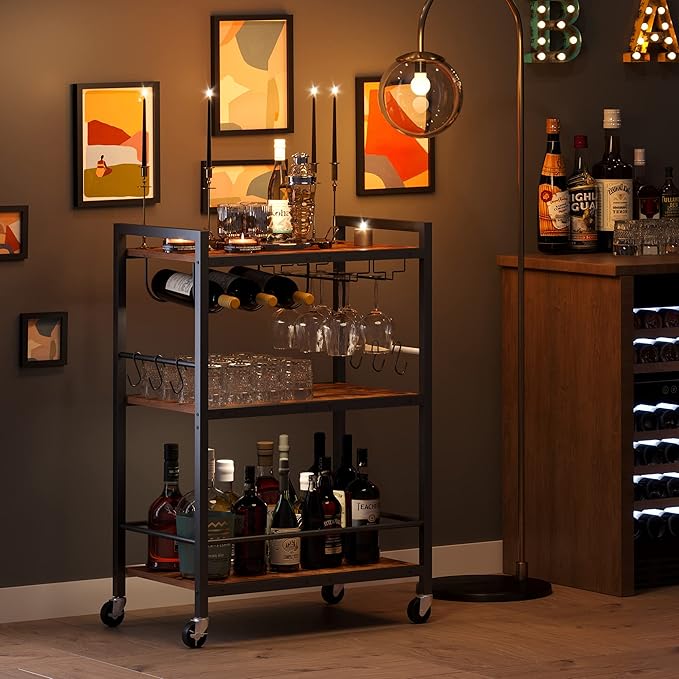 TUTOTAK Bar Cart, Serving Cart for Home, Microwave Cart, Drink Cart, Mobile - Image 3