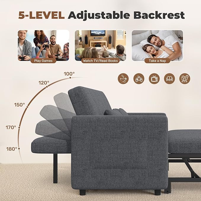 Nebuaegis Sleeper Sofa Bed, 3-in-1 Convertible Pull Out Couch - Image 6