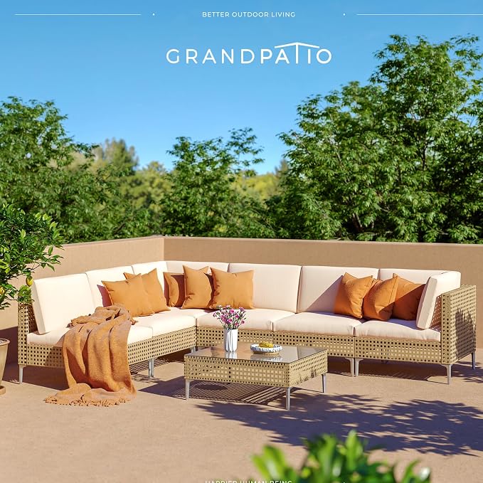 Grand patio 4-Piece Wicker Patio Furniture Set, Boho Outdoor Conversation Set - Image 7