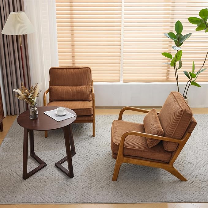 VINGLI Upgraded Premium Corduroy Accent Chairs Set of 2, Upholstered Arm Chair by VINGLI