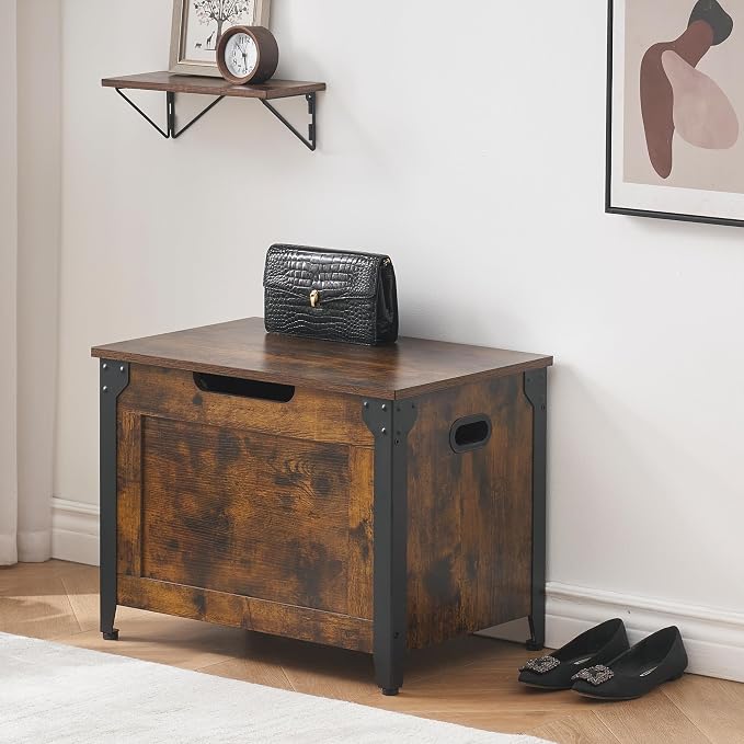 IDEALHOUSE Storage Bench, 23.6" Retro Wooden Storage Chest - Image 7