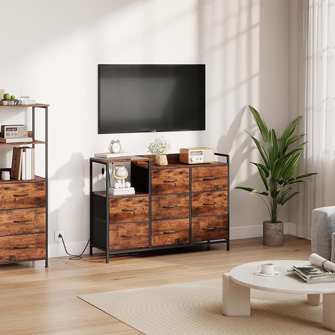 Somdot Dresser with Charging Station and Open Shelves, Dresser - Image 2