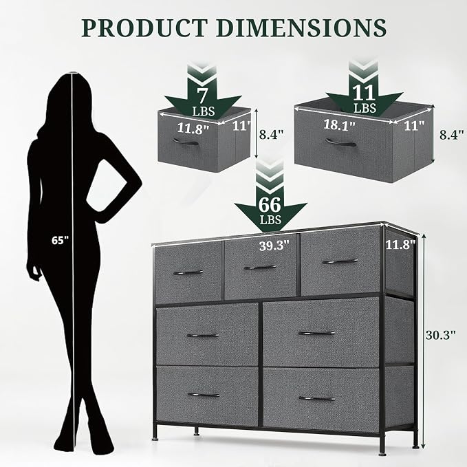 7-Drawer Dresser for Bedroom, Anti-Tip Wide Storage Organizer Fabric Chest of - Image 3