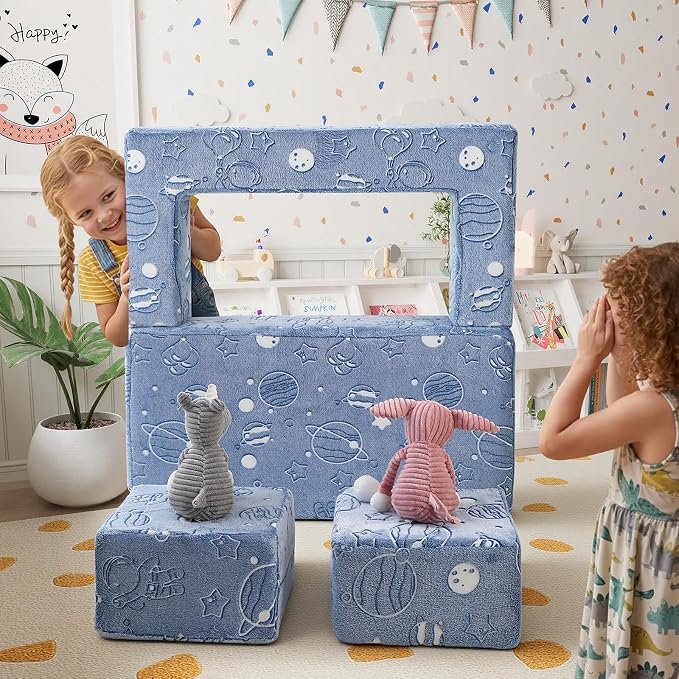 MeMoreCool Modular Kids Sofa, Glow in The Dark Space Kids Play Couch Sofa - Image 2