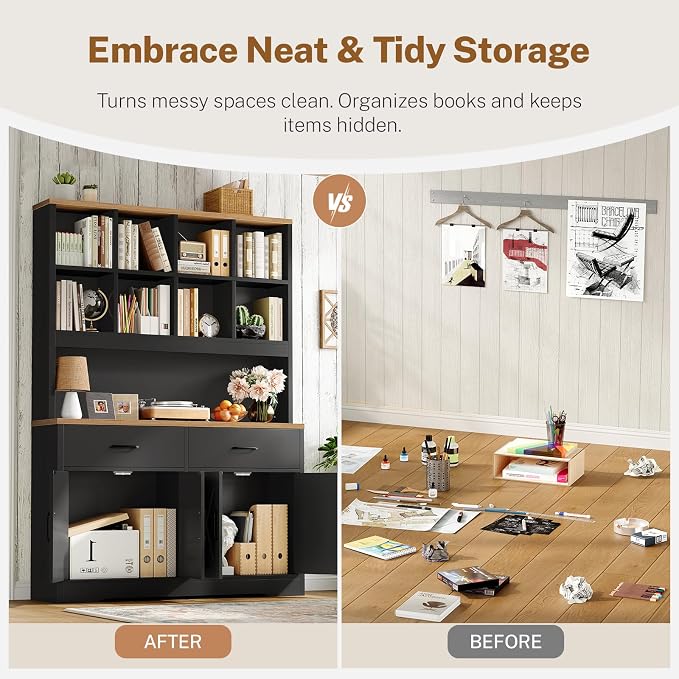 TEENFON 69" Tall Bookshelf and Bookcase, 5 Tier Floor Standing Bookshelves - Image 8