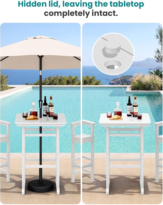 SERWALL 5 Pieces Adirondack Bar Chairs Set, HDPE Adirondack Barstools Chairs - Image 3