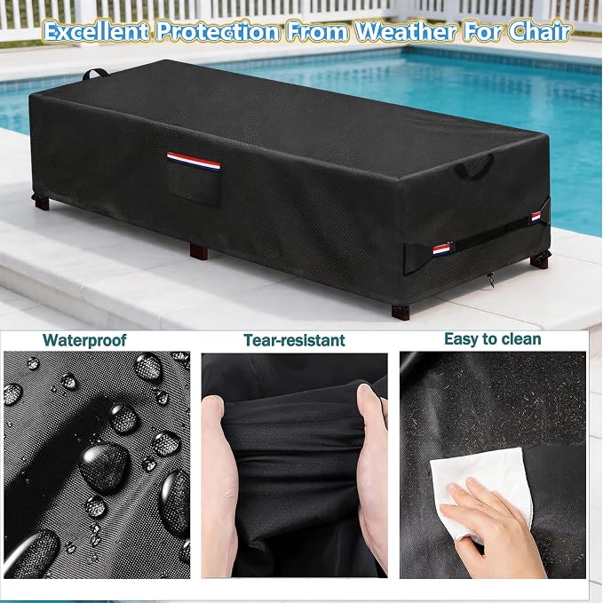 Waterproof Patio Lounge Chair Cover 2 Pack, Heavy Duty 600D Waterproof Outdoor - Image 5