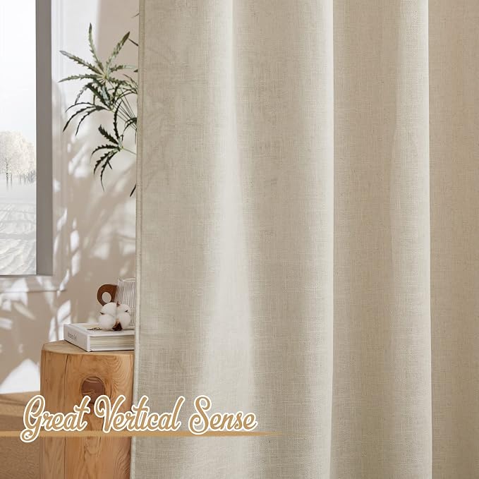 NICETOWN Linen Curtains 108 inch Length 2 Panels, Grommet Semi Sheer Linen - Image 5