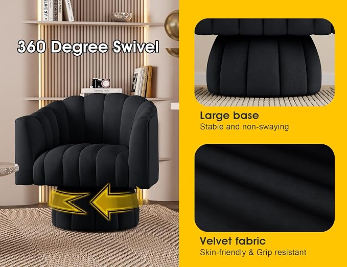 Dewhut Swivel Accent Chair, 360° Swivel Barrel Chair - Image 7