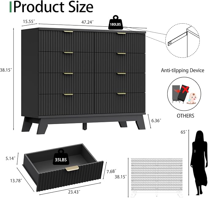 Fluted Dresser for Bedroom - Image 2