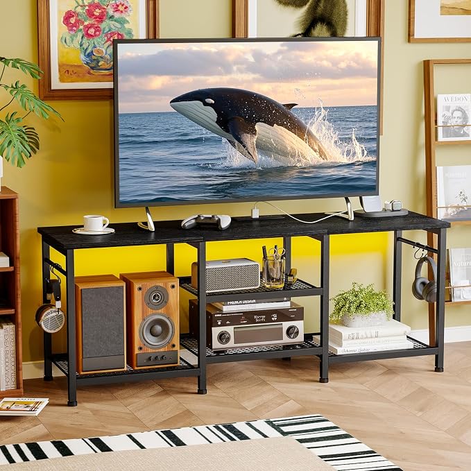 YGEOMER Black Entertainment Stand - Image 7