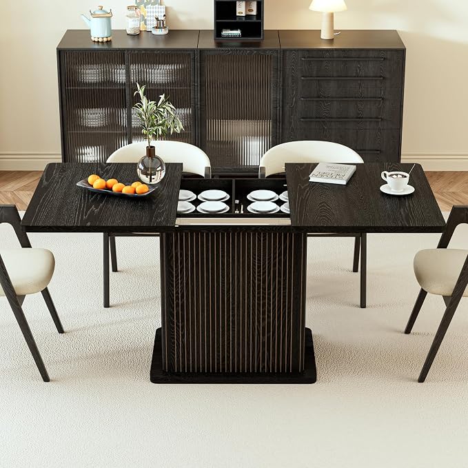 Extendable Black Kitchen Dining Table - Image 5