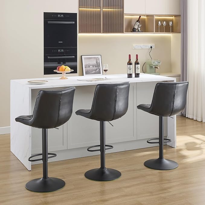 FIRAVOE Bar Stools Set of 3, Adjustable Counter Height Barstools 24"-33" - Image 7