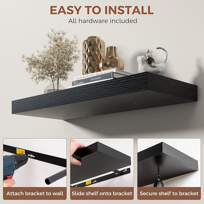Dreamland 30 Inch Black Floating Shelves - Image 5