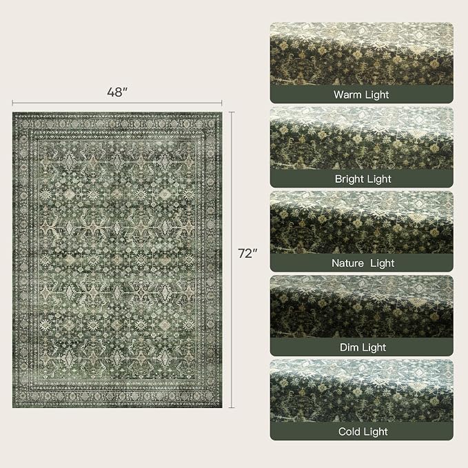 Lofus 4x6 Area Rug for Entryway, Washablee Soft Rugs for Bedroom, Living Room - Image 2