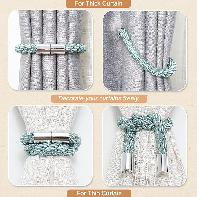 NICEEC 6 Pack Strong Magnetic Curtain Tiebacks Modern Simple Style Drape Tie - Image 6