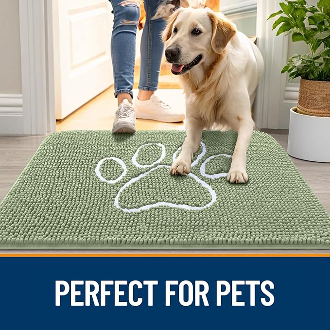 OLANLY Dog Door Mat for Muddy Paws 59x24, Paw Print Design, Absorbs Moisture - Image 6