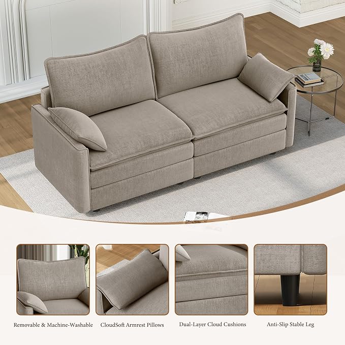 Vesgantti 74" Loveseat Sofa for Living Room, Comfy Cloud Couch Deep Seat - Image 4