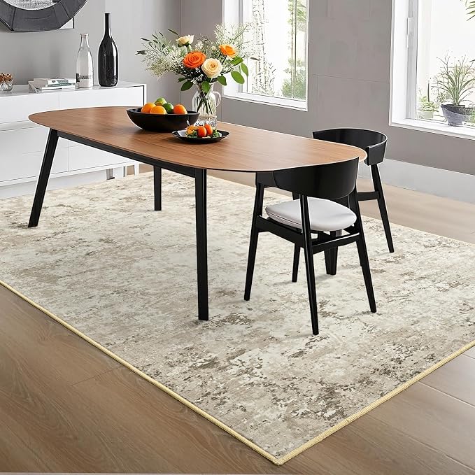 Toneed Abstract Area Rug 5x8 Modern Washable Rug Soft Non Slip Rug Low Pile - Image 4